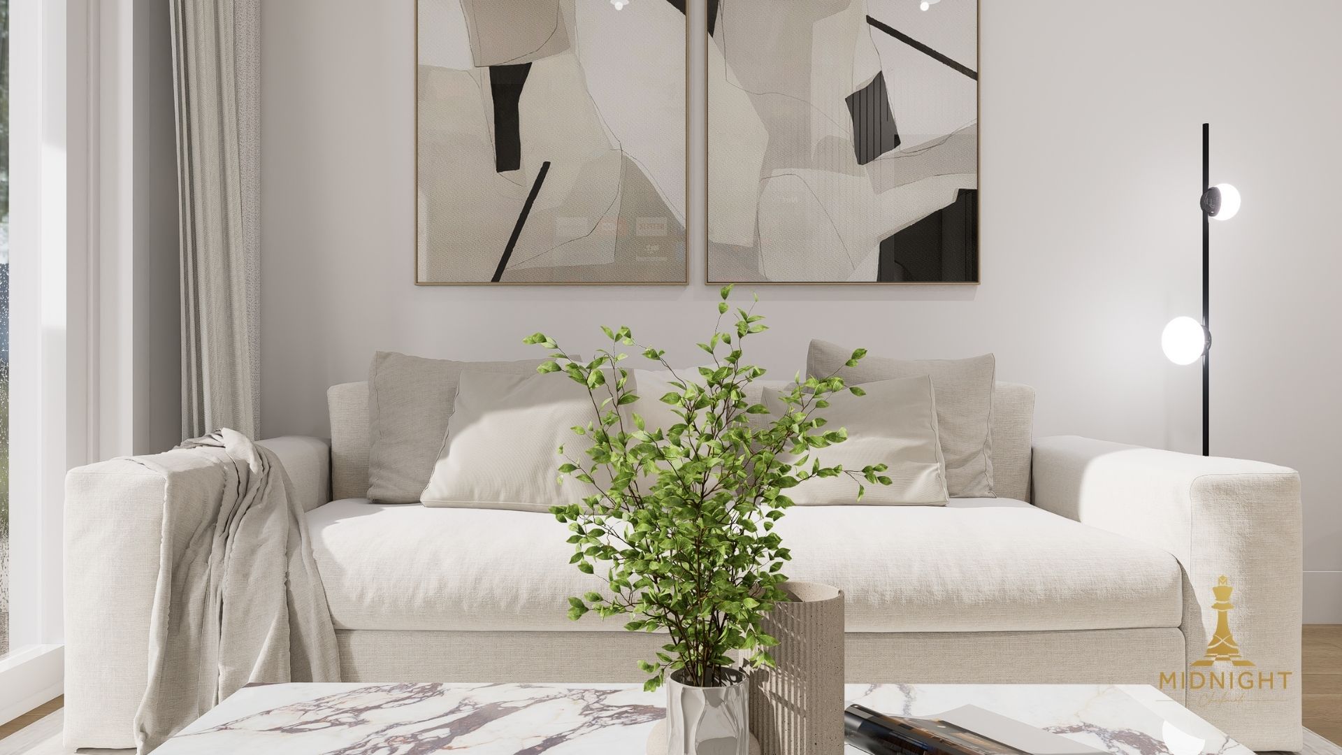 Penthouse Living Room and Dining Area