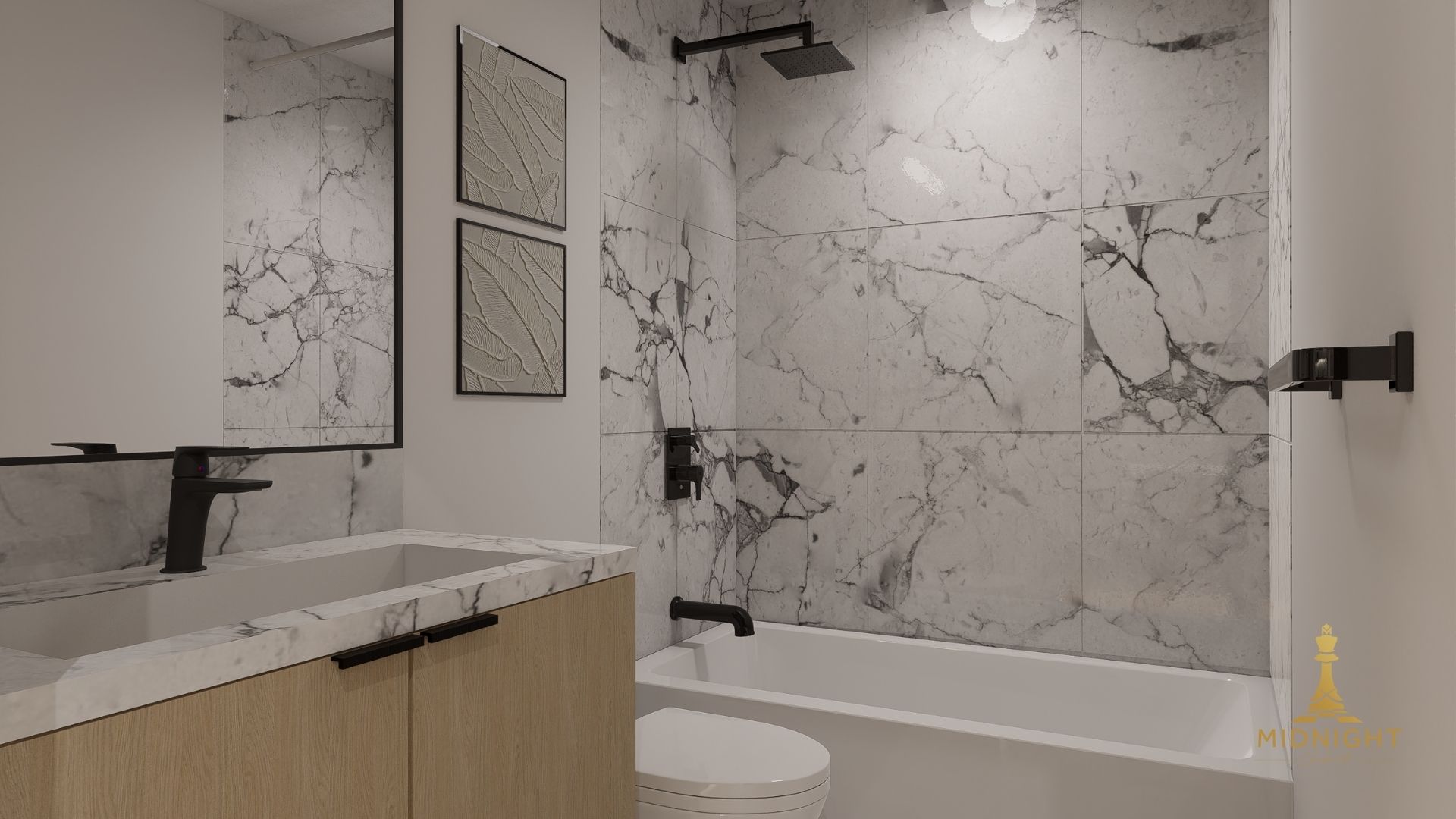 Penthouse Living room and Dining Area Dark Tone