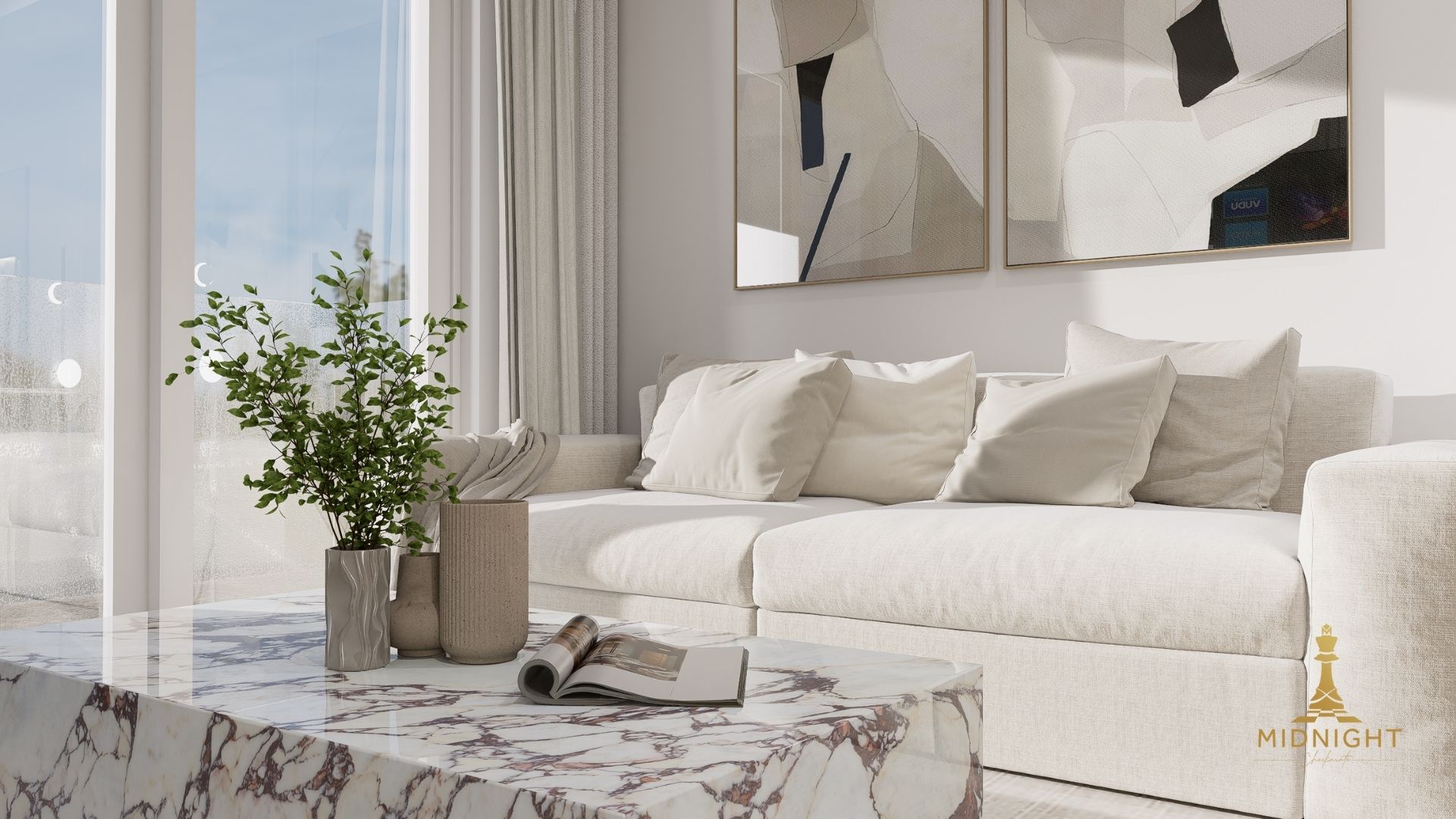 Penthouse Living Room Dark Tone