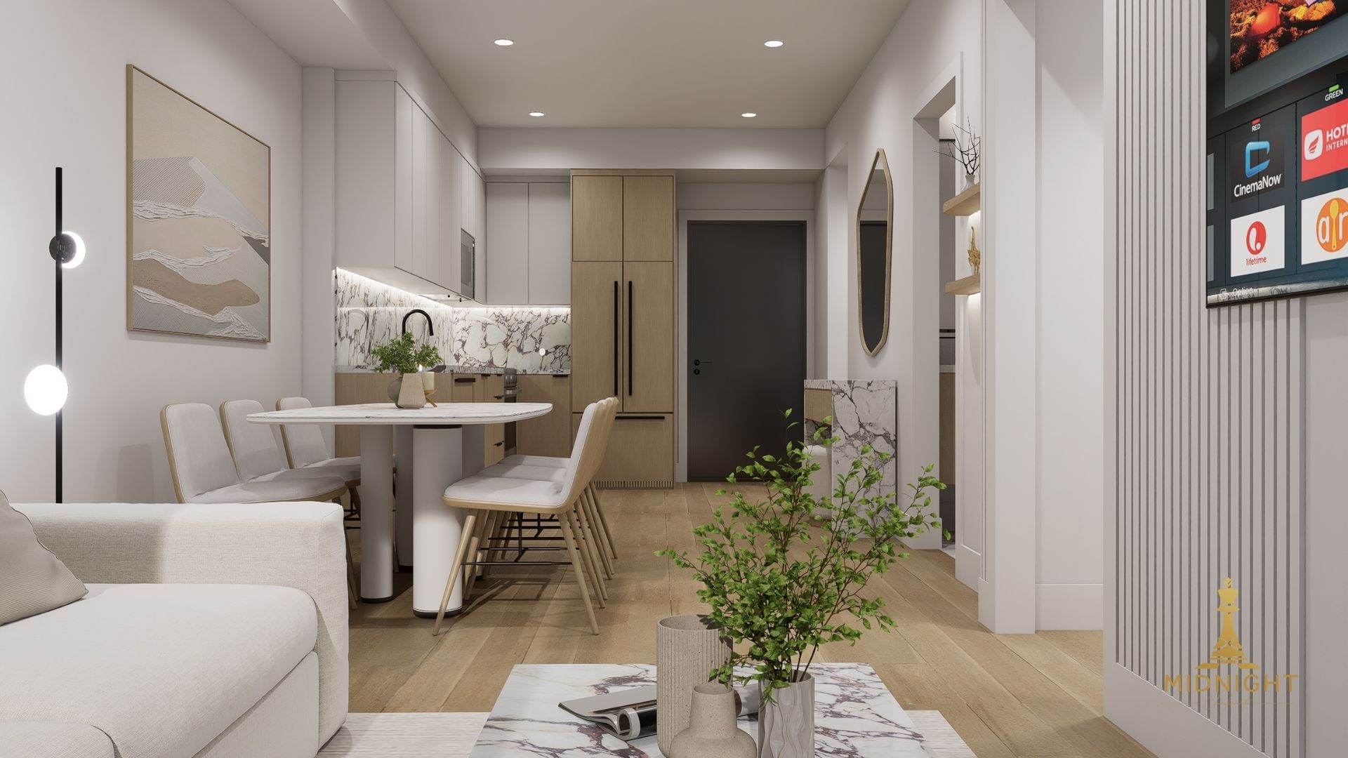 Penthouse Living Room Light Tone