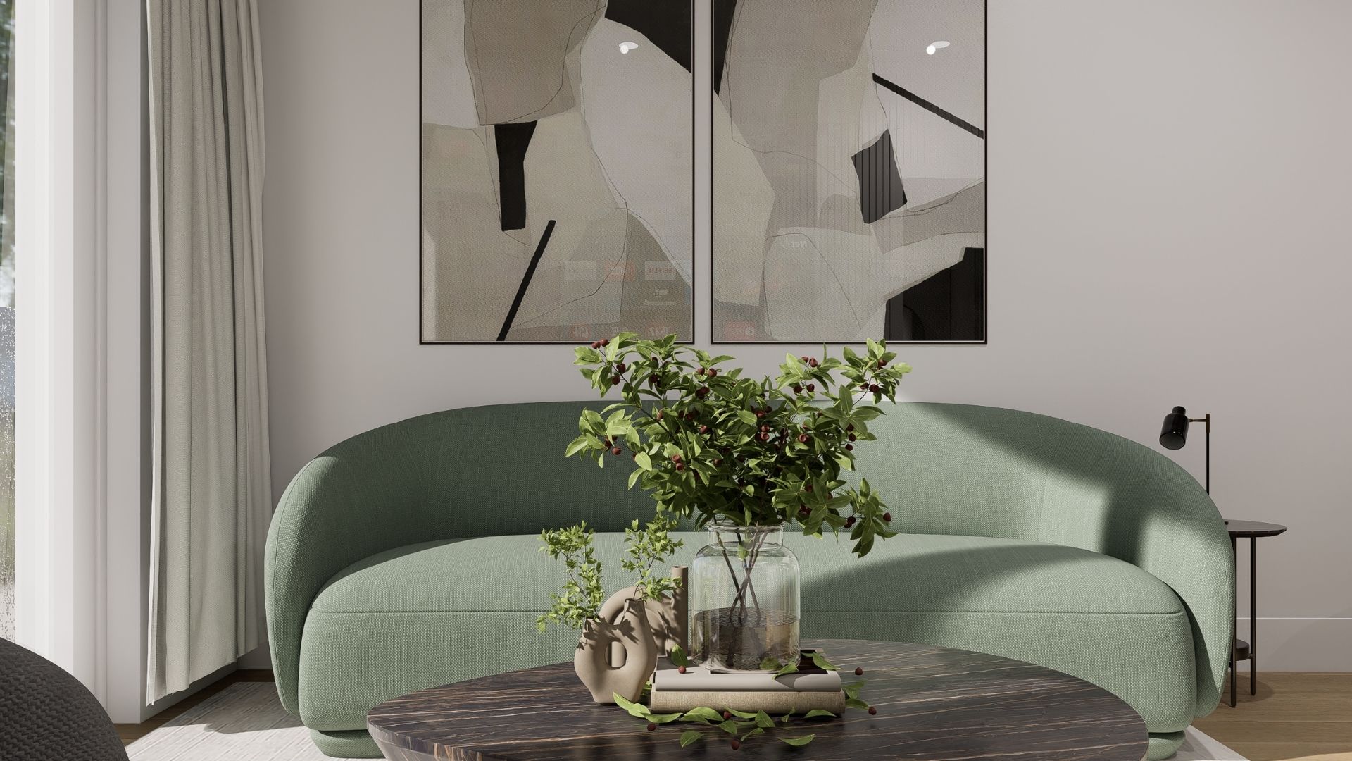 Penthouse Living Room Dark Tone