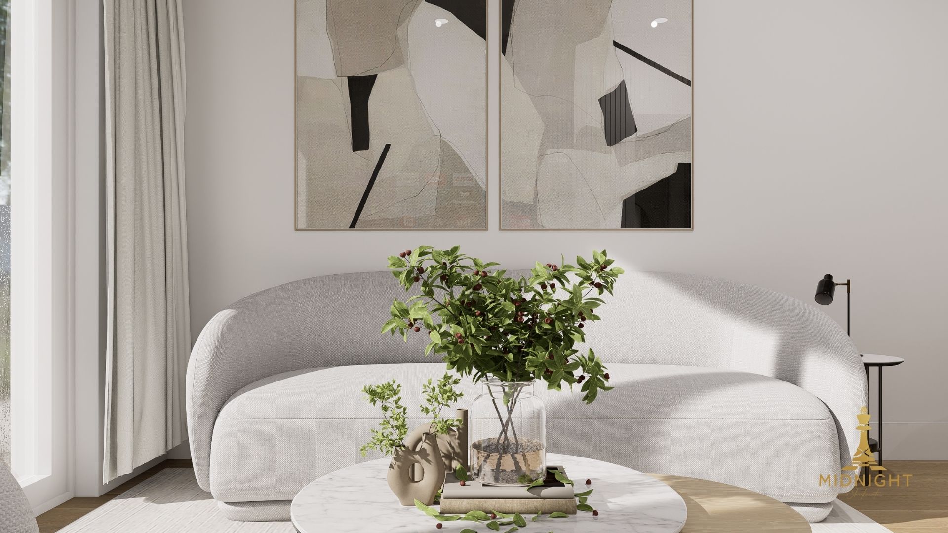 Penthouse Living Room and Dining Area